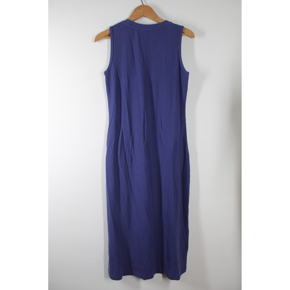NWT Woolx S Iris Purple Merino Wool Ribbed Tank Midi Dress Sleeveless Side Slit - Picture 4 of 8